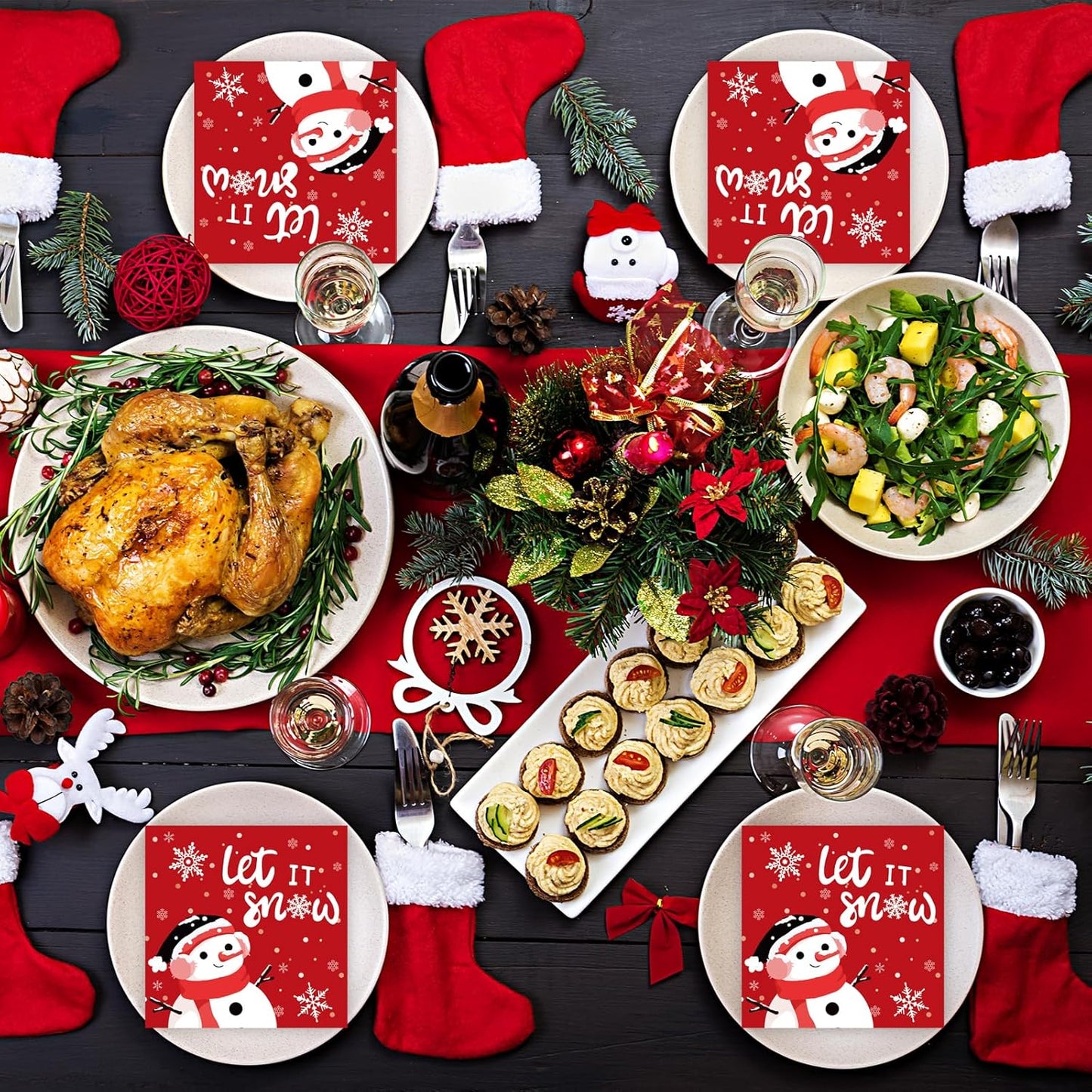 50PCS Christmas Snowman Paper Napkins - Let it Snow Luncheon Napkins Winter Disposable Dessert Dinner Hand Napkins for Christmas Winter Birthday Party Supplies