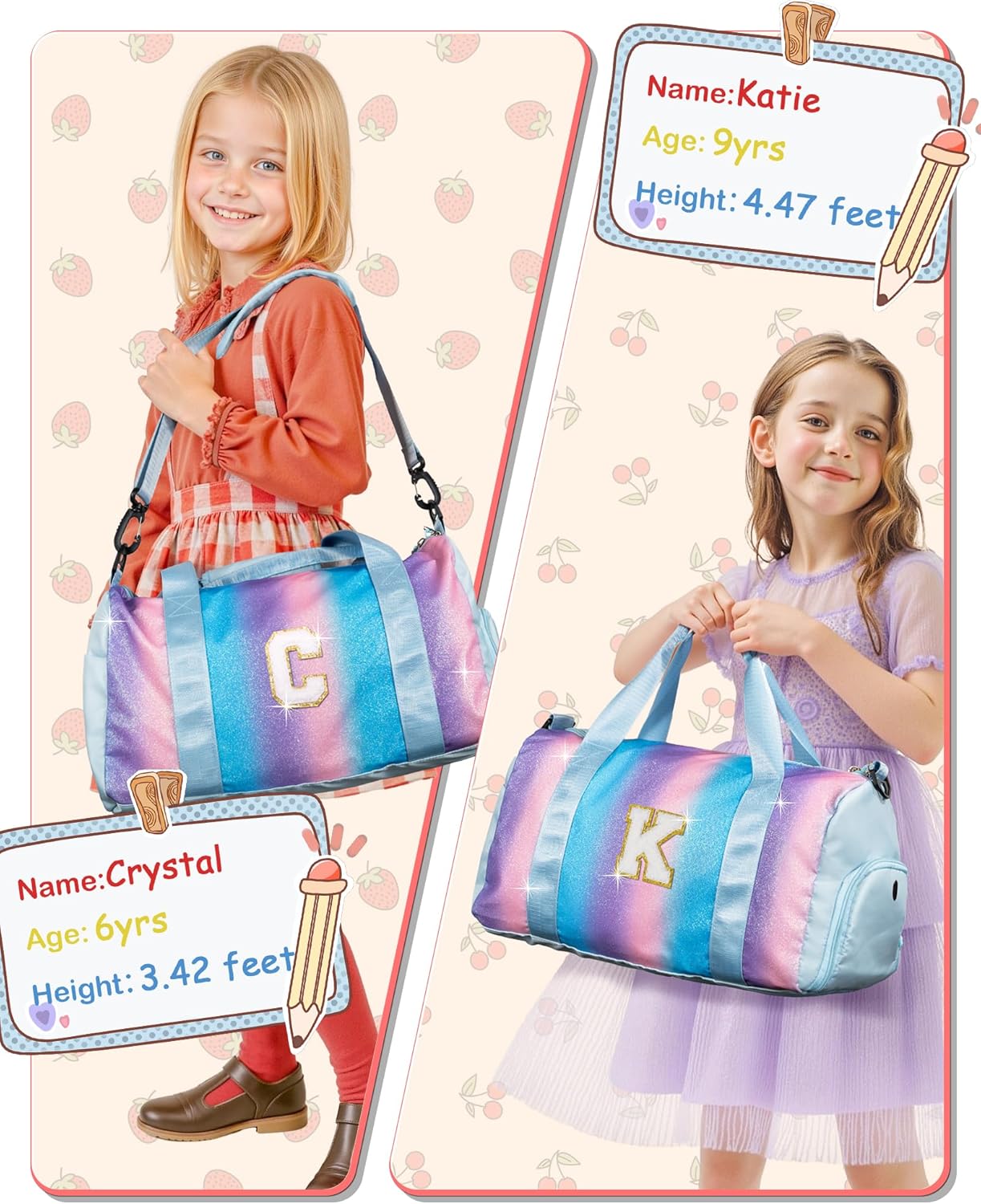 Birthday Gift for Granddaughter-Girl Gym Bag with Shoe Compartment, Kid Personalized Weekender Overnight Bags, Initial Travel Tote with Makeup Pouch, Christmas Gifts for Girls (Letter Z)