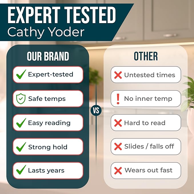 Cathy Yoder's Air Fryer Cheat Sheet Set, Air Fryer Accessories, AirFryer Cooking Guide Magnetic Cheat Sheet, AirFryer Cook Times Chart Magnet, Internal Food Temp for 80+ Popular Foods - Desert Tan