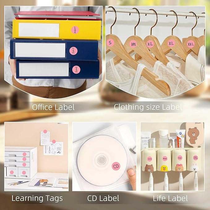 0.75 Inch Multi - Purpose Removable Labels,1000 PCS 3/4" Pink Dots for Classroom, Papers, Market, Price Tags, and Library Book Labels. Non - Printable Round Colored Stickers