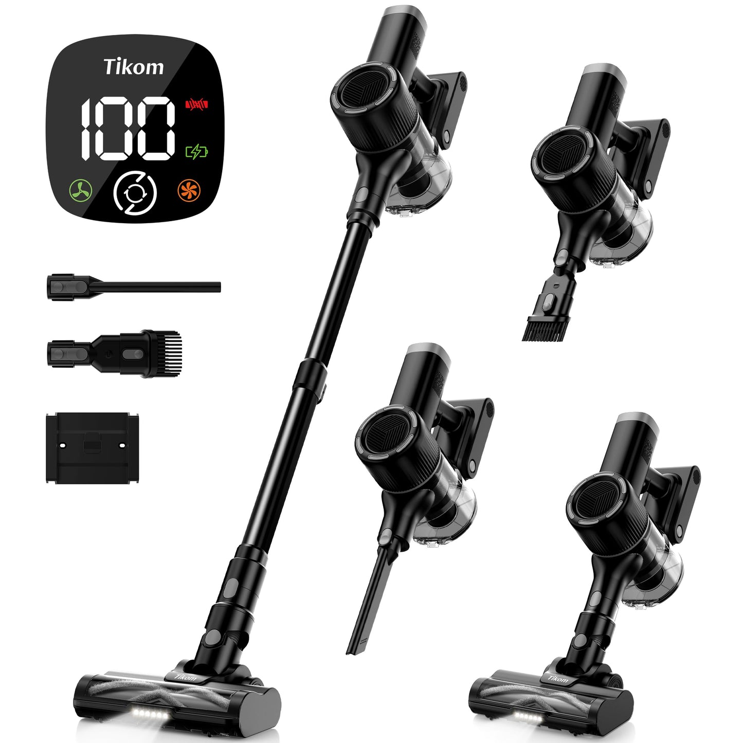 Tikom Cordless Vacuum Cleaner for Home, 40000Pa/450W Stick Vacuum with Charging Wall Dock, Anti-Tangle, Lightweight Handheld Vac