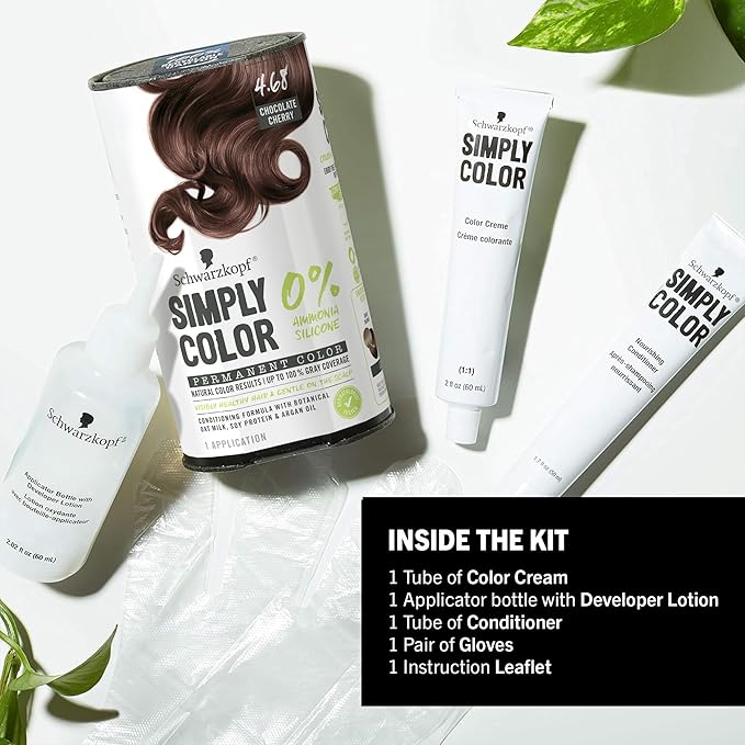 Schwarzkopf Simply Color Permanent Hair Dye, 4.68 Chocolate Cherry, Long-Lasting with Nourishing Ingredients, No Ammonia or Silicone, All Hair Types