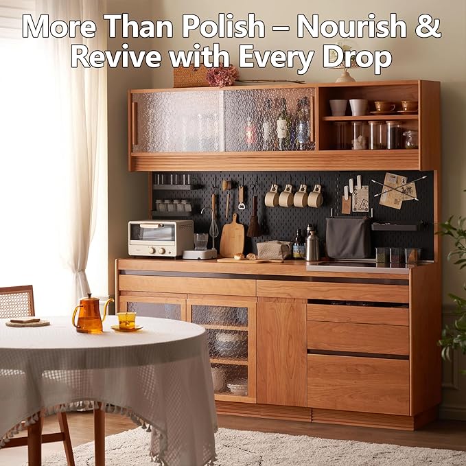 Beeswax Spray Wood Polish Furniture Conditioner & Cleaner – Beeswax and Orange Oil Wood Restorer, Natural Shine Furniture Care Wax for Floors, Cabinets & Tables, 15 Fl Oz