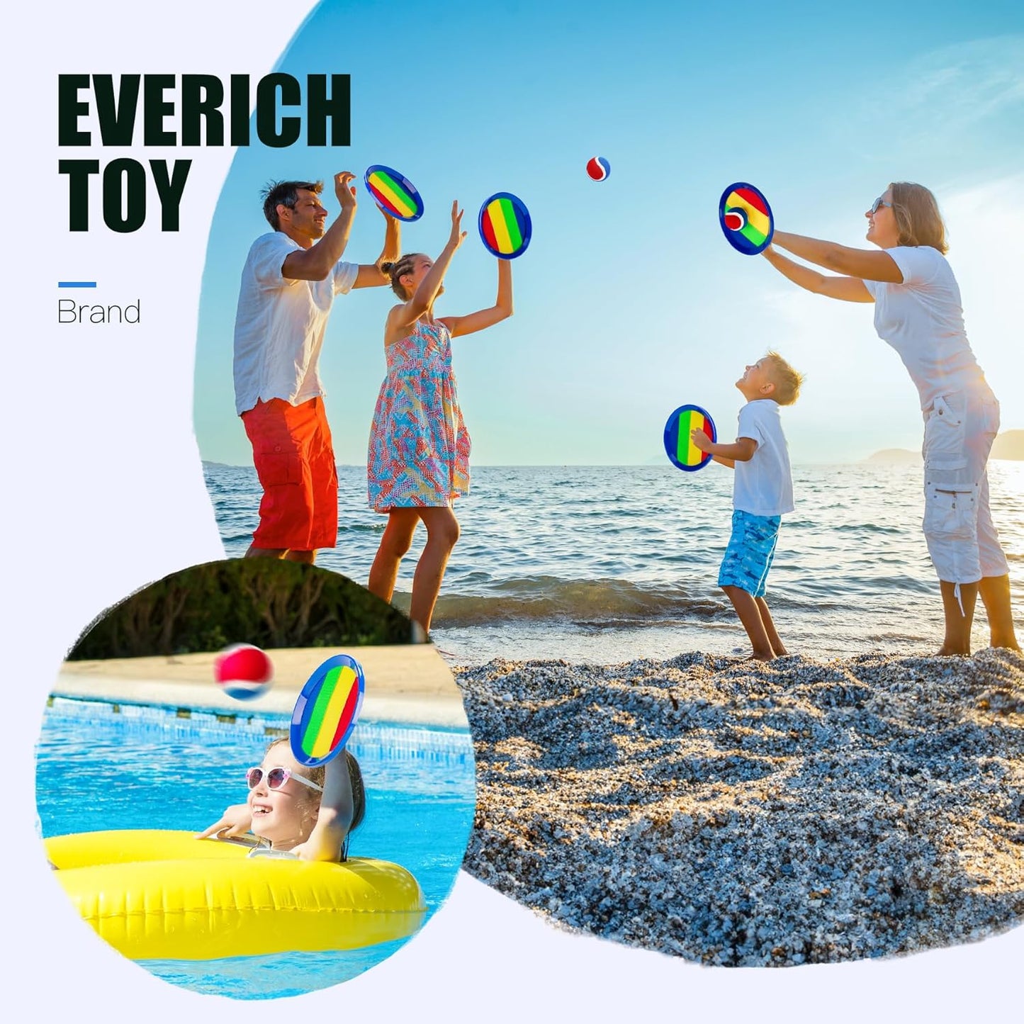EVERICH Upgraded Toss and Catch Ball Game Set, Outdoor Games for Kids Toys, Stocking Stuffers for Family Games, Beach Pool Yard Outside Toys for Boys Girls 3 4 5 6 7 8-12 Years Old