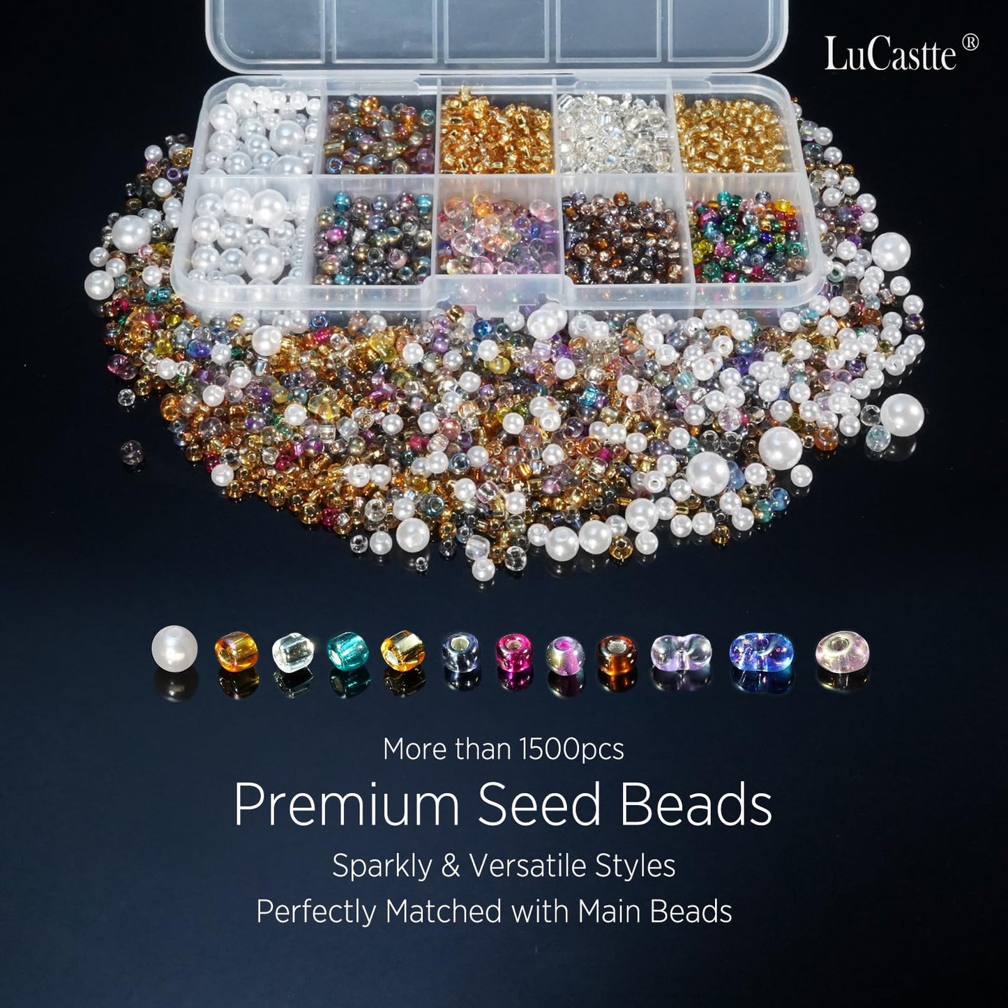 LuCastte Stellar Beading Designer Kit, Bracelet Making Kit for Beginner with Guide,1600pcs Beads for Bracelets Making, Jewelry Making Kit Premium Resin Beads Seed Beads, Art Kit Gift Travel DIY