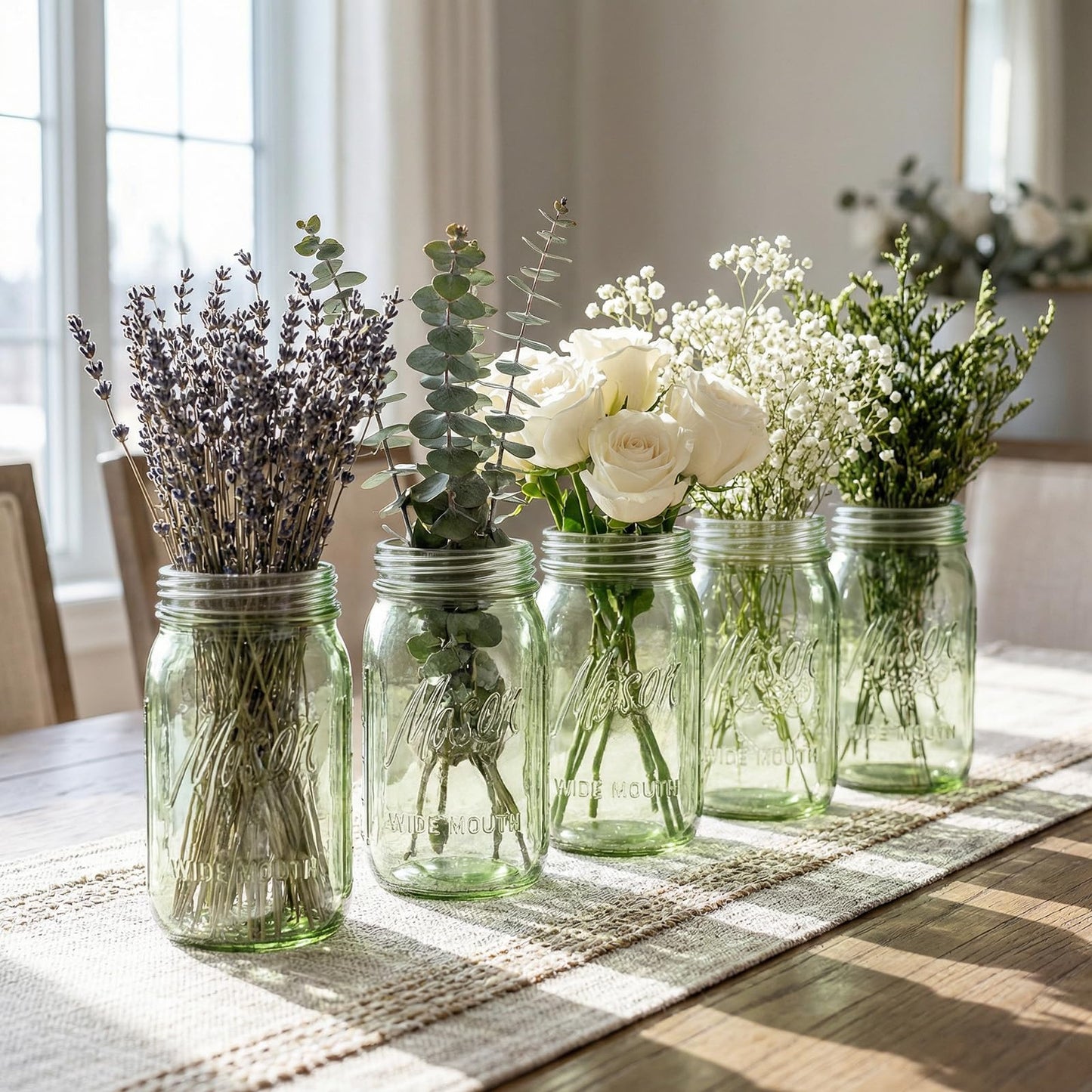Rubtlamp Green Mason jar 32 oz, 12 Pack Glass Jars - Wide Mouth Mason Jars with Airtight Lids for Pickling, Fermenting, Food Storage&DIY Crafts, Microwave & Dishwasher Safe
