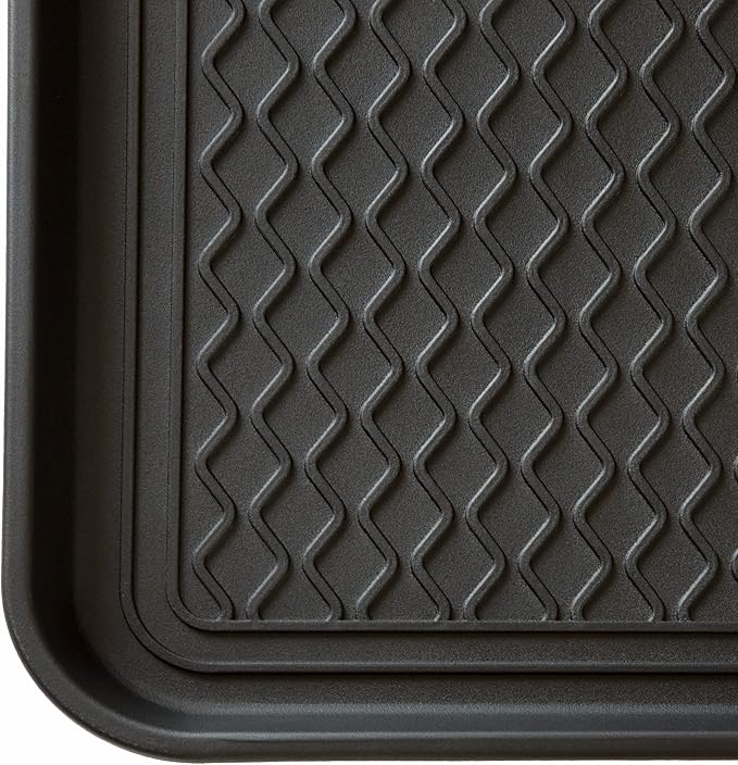 Stalwart All-Weather Boot Tray, Indoor Outdoor Doormat for All Seasons, 2 pk Medium, Black