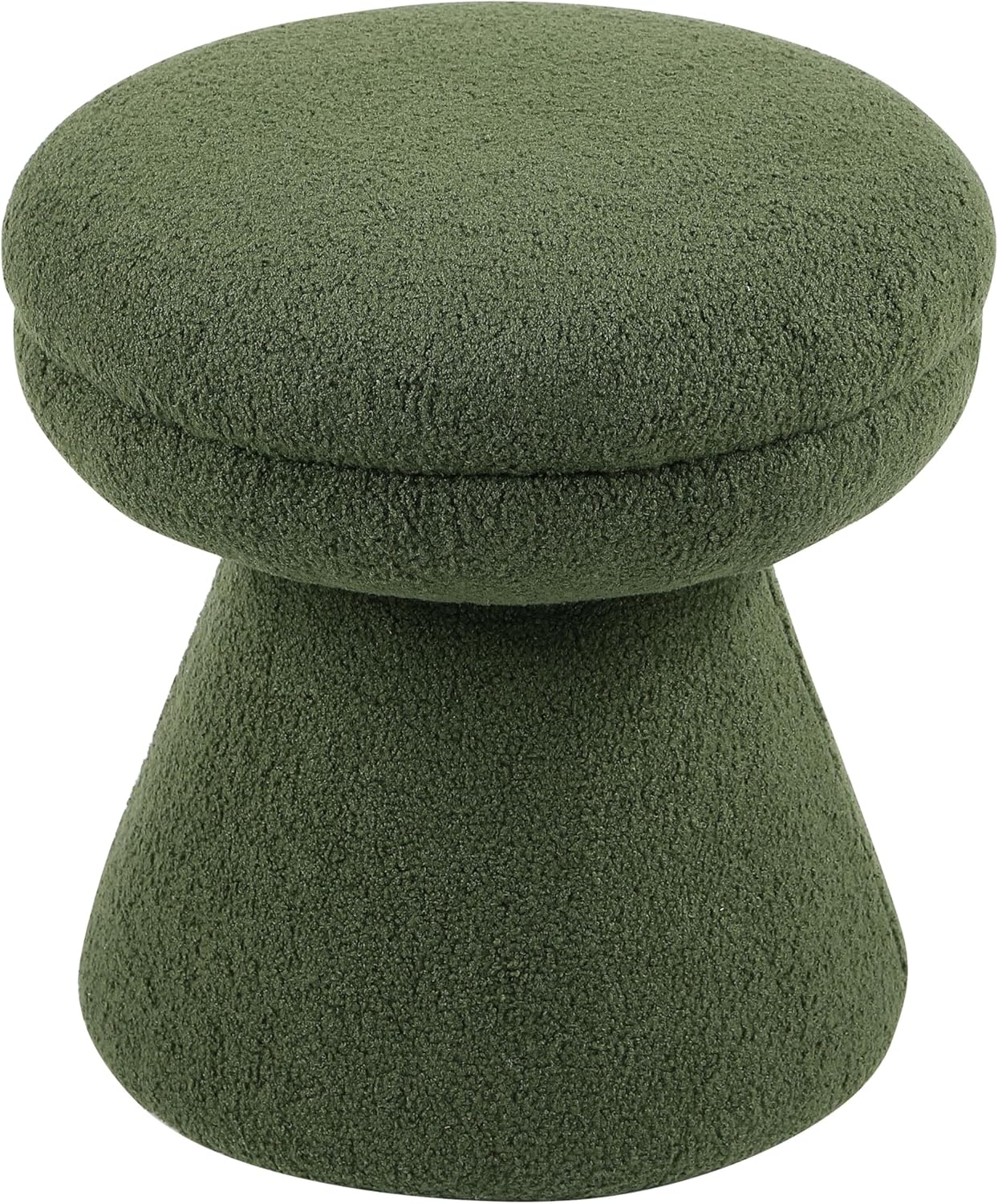 Furniture of America Rami Modern 18-inch Mushroom-Shape Upholstered Ottoman with Tapered Pedestal, Vanity Stool Chair, Small Foot Stool for Bedroom, Living Room, Entryway, Green