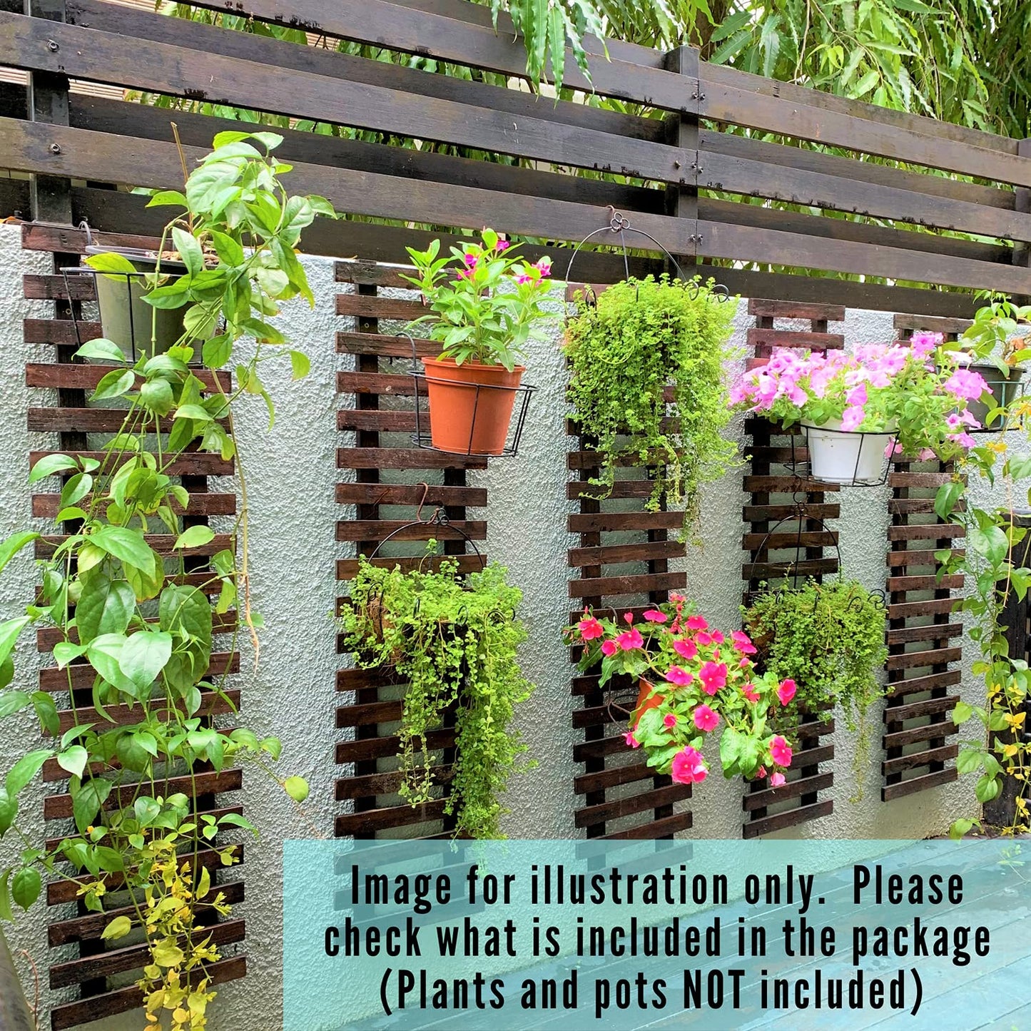 ShopLaLa Wall Planter - Hanging Wooden Wall Planter for Indoor Outdoor Plants, Vertical Garden, Plant Wall Mount Planter, Air Plant Succulent Holder for Flower Pot Display Hanger Frame 47.2" (120cm)