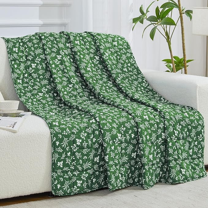 yescool King Size Weighted Blanket for Adults (20 lbs, 80” x 87”, Forest) Cooling Heavy Blanket for Sleeping Perfect for 190-210 lbs, Breathable Blanket for Adults & Couple All Season