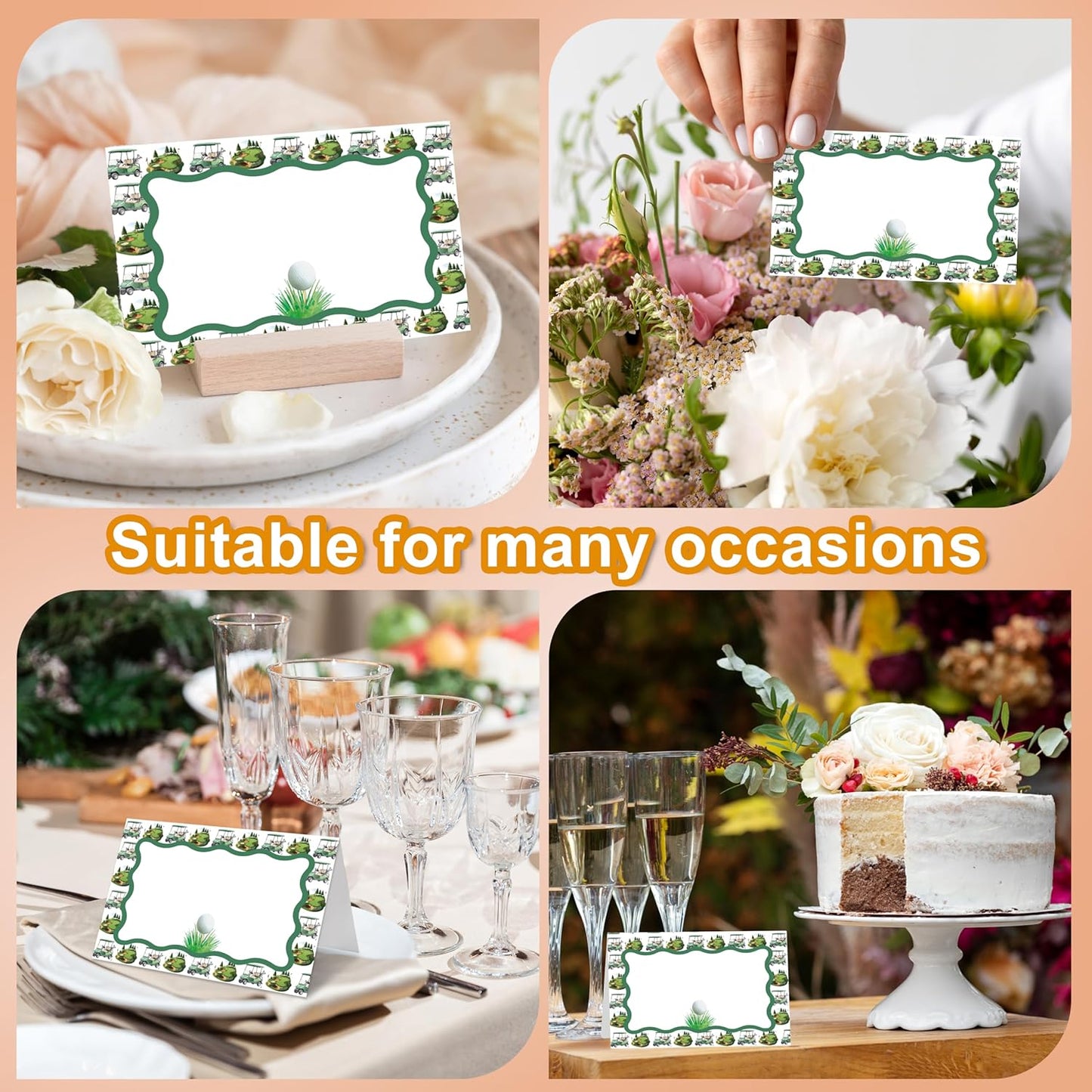 Golf Place Cards, Hole in One Table Place Cards For Table Setting, Sports Themed Name Cards For Birthday Party Baby Shower Golf Party, 25 Cards Included -04