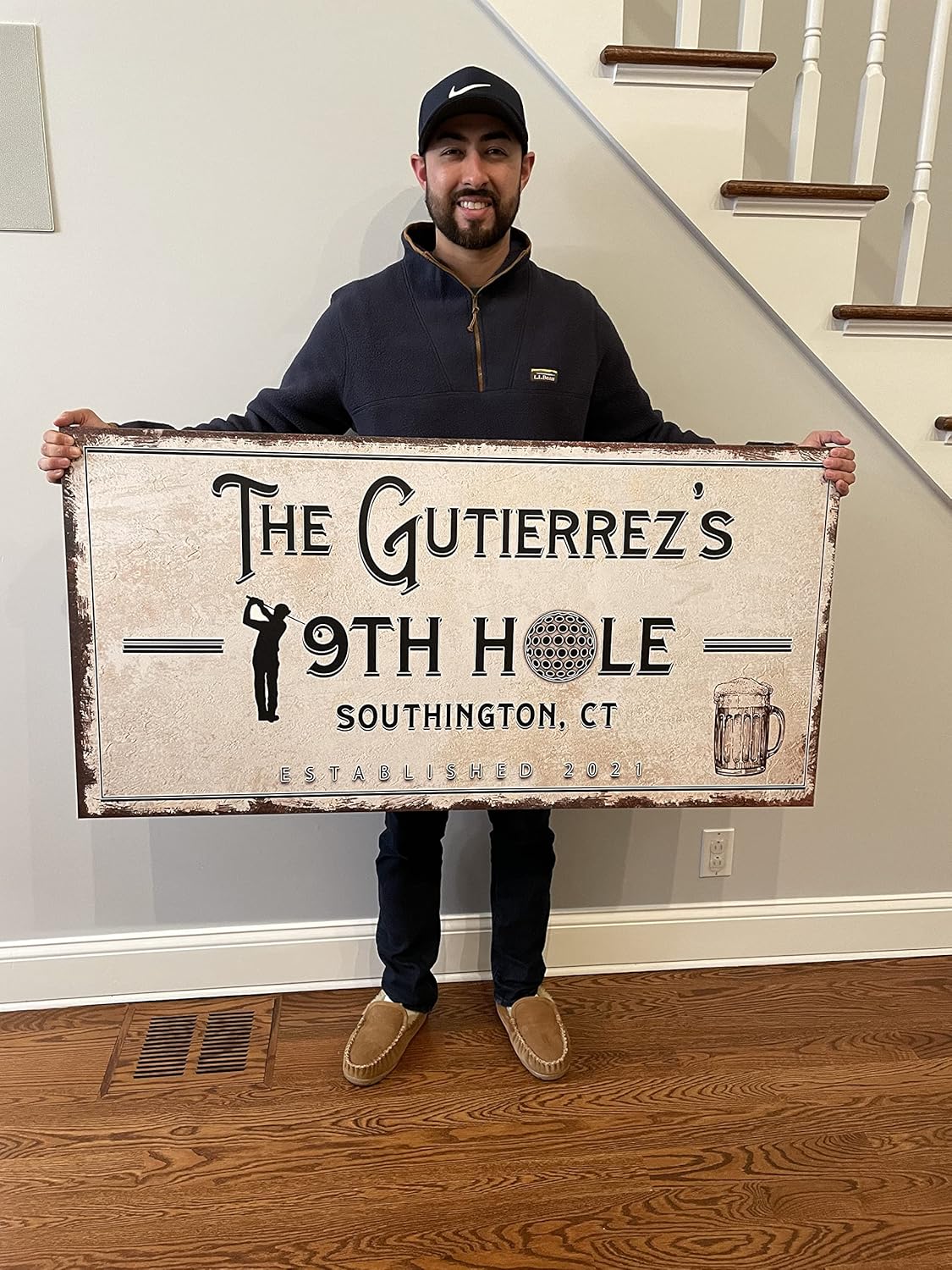 TAILORED CANVASES Golf Art Decor - Personalized Vintage Golf Wall Art Sign for Man Cave, Bedroom, Basement, Home Bar and Custom Gift for Husband, Dad, Wedding & Anniversary - 19th Hole Sign, 60"x30"