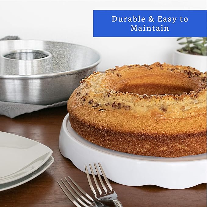 Aluminum Ring Cake Pan (8 in) - Ring Mold Pan - Fluted Tube Pans for Baking Pound Cake - Flan Molds for Baking - Molde para Flan - Molde para Chocoflan - Moldes para Pasteles