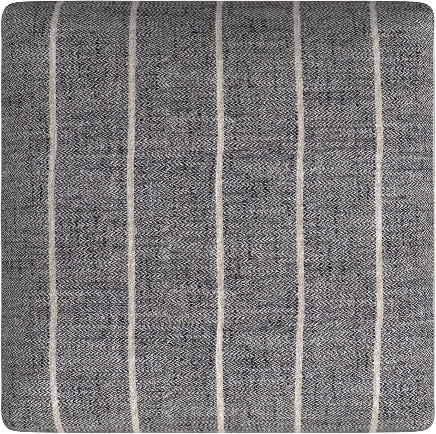 HomePop Home Decor Classic Open-Back Counter Height Barstool Square 24 Inch Bar Stools with Domed Cushion, Midnight Gray Woven Stripe