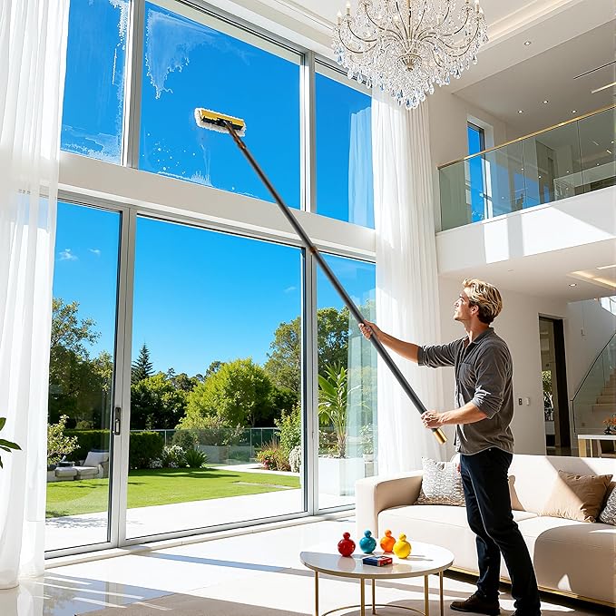 20FT Heavy-Duty Fiberglass Telescopic Extension Pole - High Stiffness, Non-Conductive, Twist Lock for Electrical Rescue, Indoor Cleaning, Pool Washing,Paint,Boat Hooks&Flags- Universal Threaded Tips