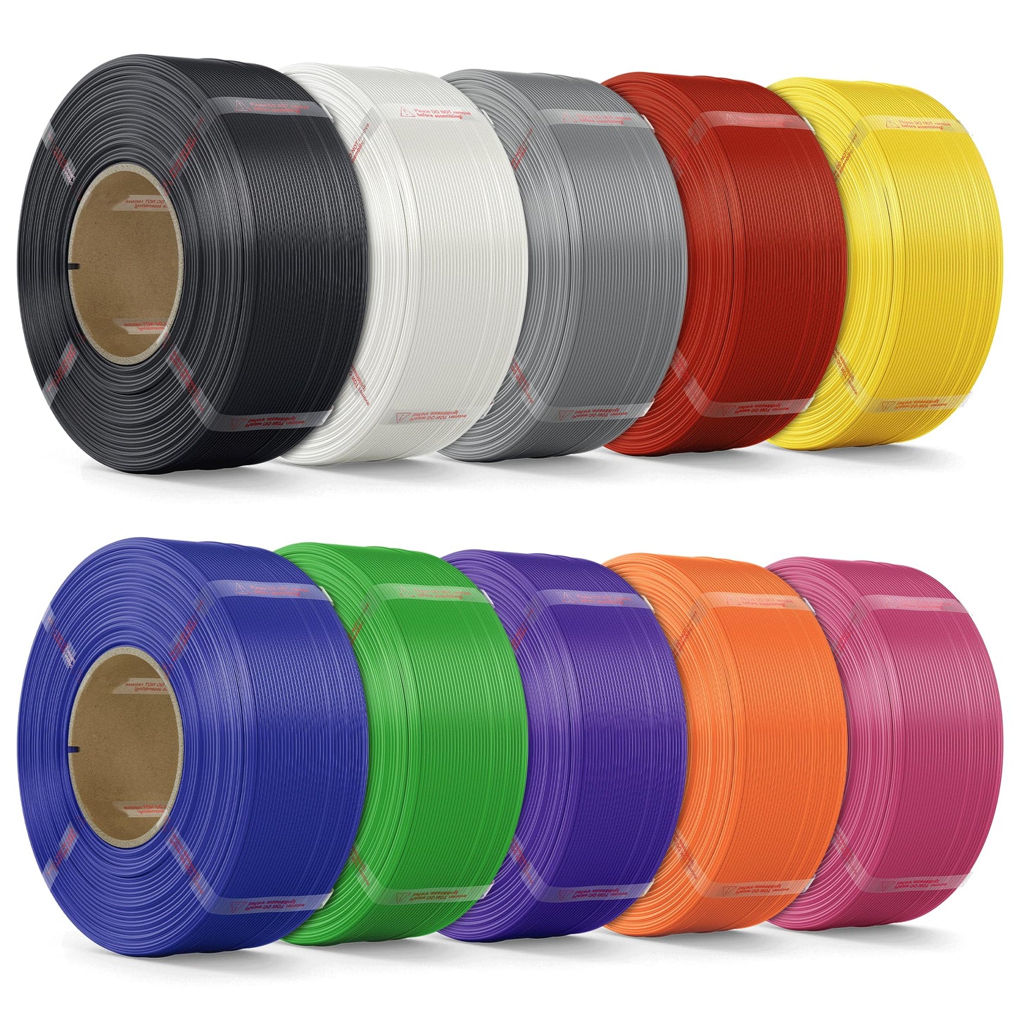 MarsWork PLA Filament 1.75mm PLA 3D Printer Filament(Refill),10kg Refill for Reusable Spools(22lbs), Black+White+Ash Grey+Red+Ye