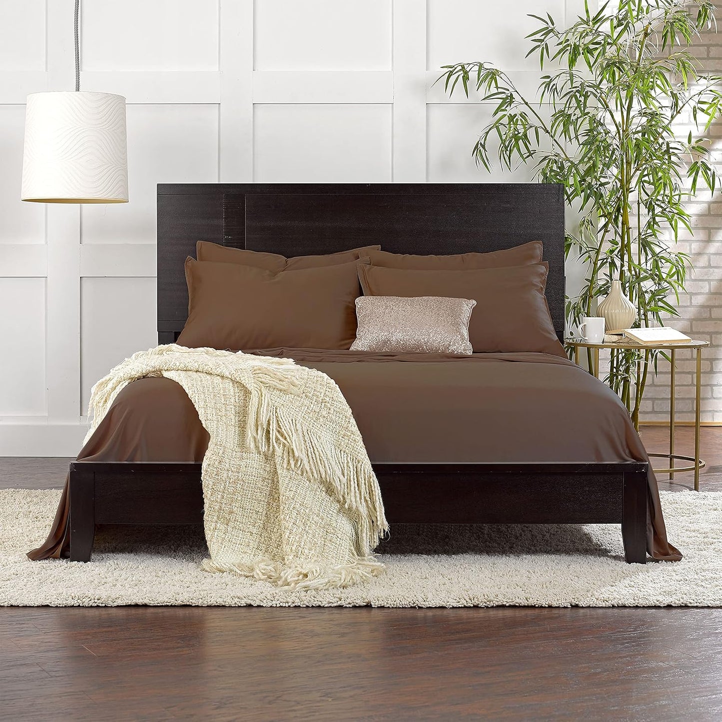 California King Sheets by Pure Bamboo, Genuine 100% Organic Viscose Derived from Bamboo Bed Sheet Set, Soft & Cooling, Double Stitching, Lifetime Quality Promise (California King, Coconut Husk)