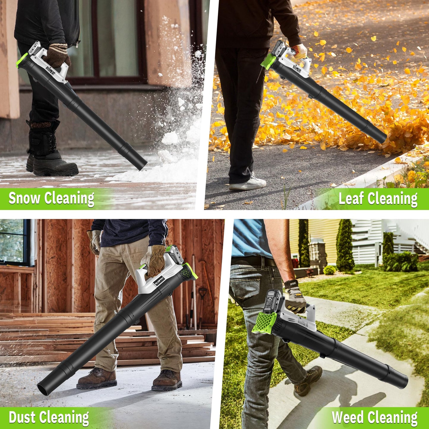 Leaf Blower Cordless with 2x2.0Ah Batteries and Fast Charger 21V Lightweight Electric Leaf Blower, Portable Handhold Battery Powered Blowers for Lawn Care, Patio Cleaning, Blowing Leaves and Dust