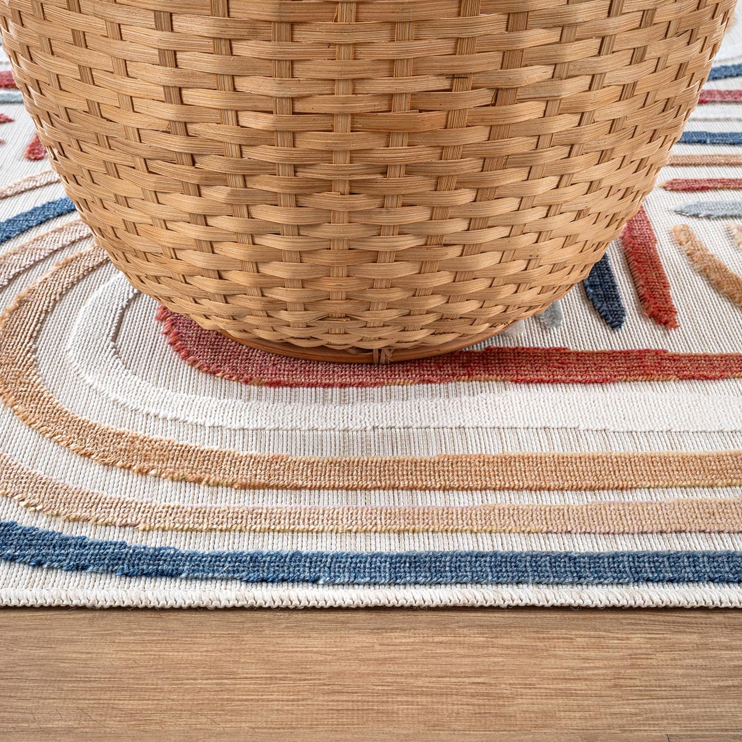 CAMILSON Indoor Outdoor Rug, Multicolor 10x14 Geometric Arch Striped Large Area Rugs for Patio and Home Areas, Easy-Cleaning Non-Shedding Living Room, Garden and Deck Washable Outside Carpet 10 x 14