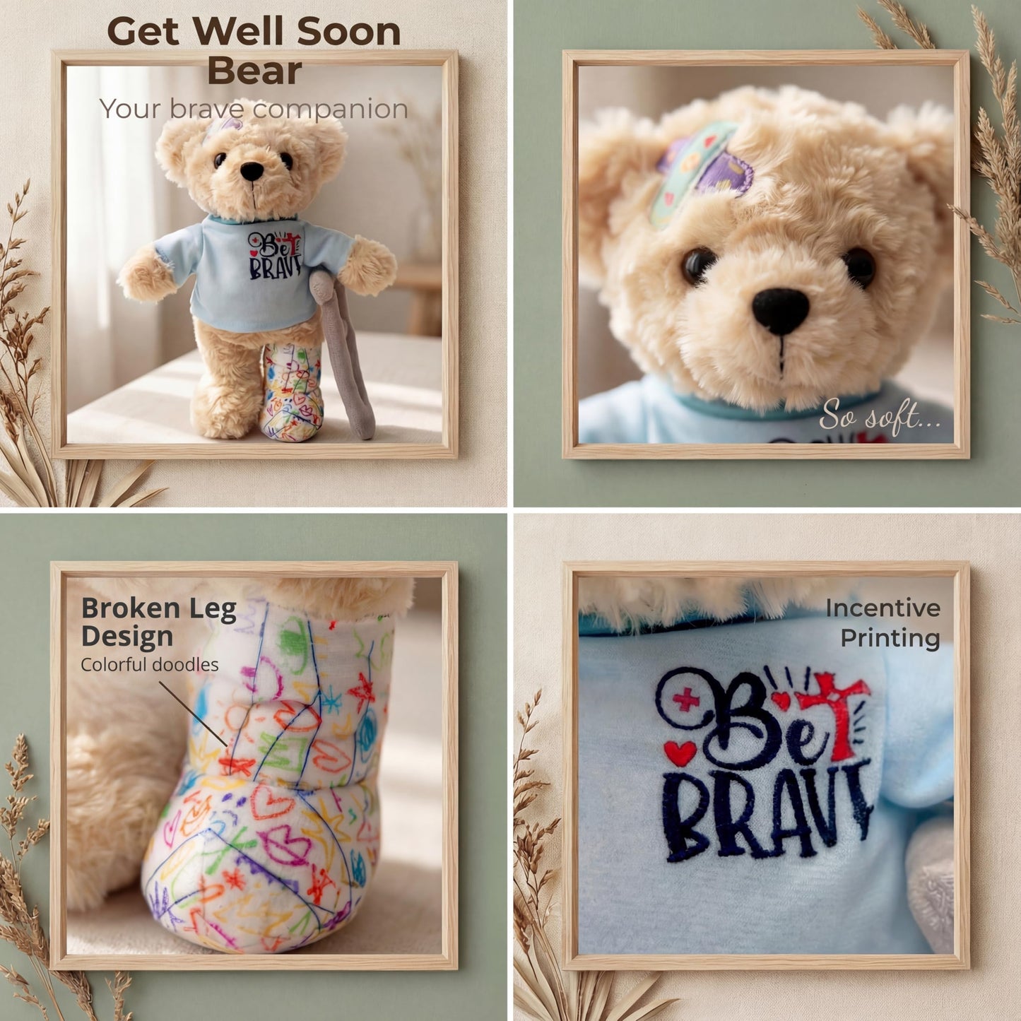 SHSEEN 10" Broken Leg Bear with Adjustable Cast & Plush Crutch - Get Well Stuffed Animal for Kids. Knee Surgery Recovery Gifts for Teen - Teddy Bear with Broken Leg