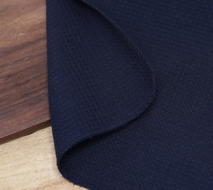 PurpleEssences Dish Cloths and Dish Rags - 6 Pack Waffle Weave Solid Kitchen Dish Wash Cloths, 100% Cotton, 12 x 12 Inches, Ultra Soft Absorbent Quick Drying - Christmas Holiday Winter - Navy Blue