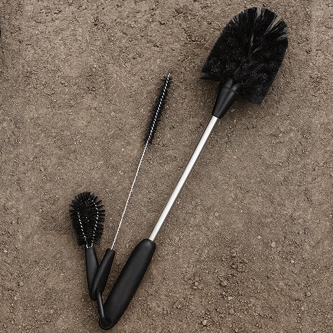 Iron Infidel Battle Brush Kit - 3 Piece Bottle Cleaning Brush Kit (Black)
