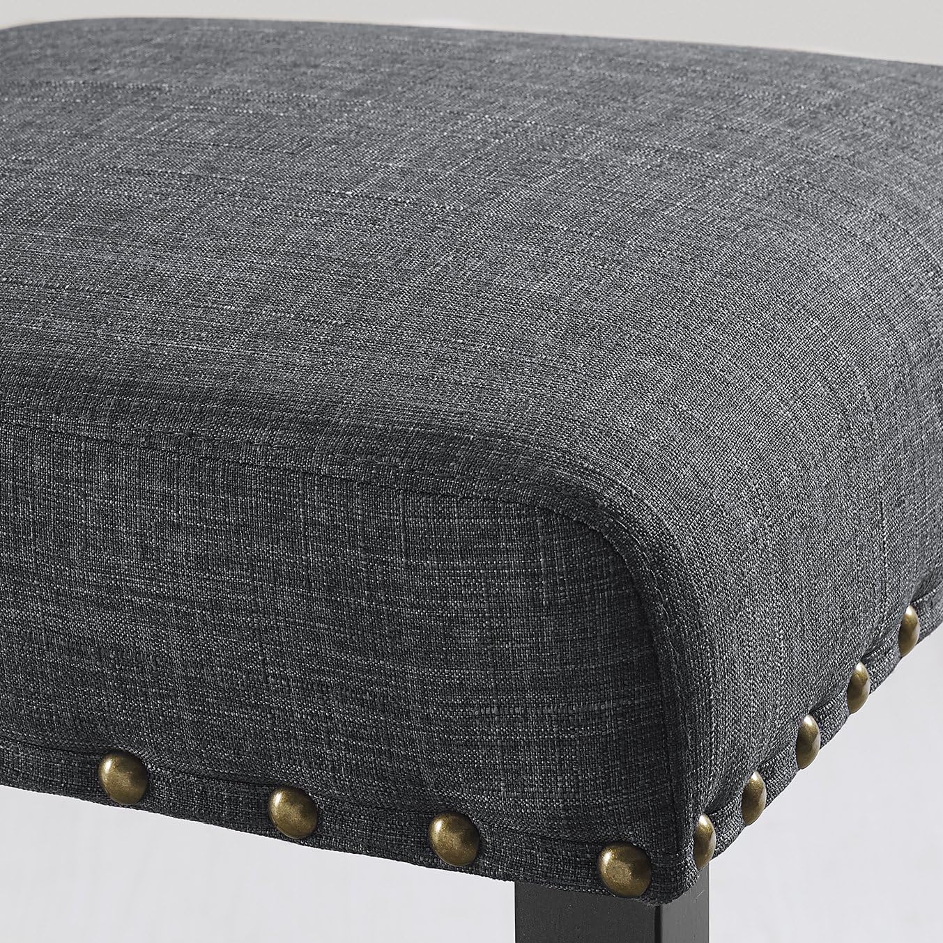 Roundhill Furniture PC164TA Biony Fabric Bar Stools with Nailhead Trim (Set of 2), Gray