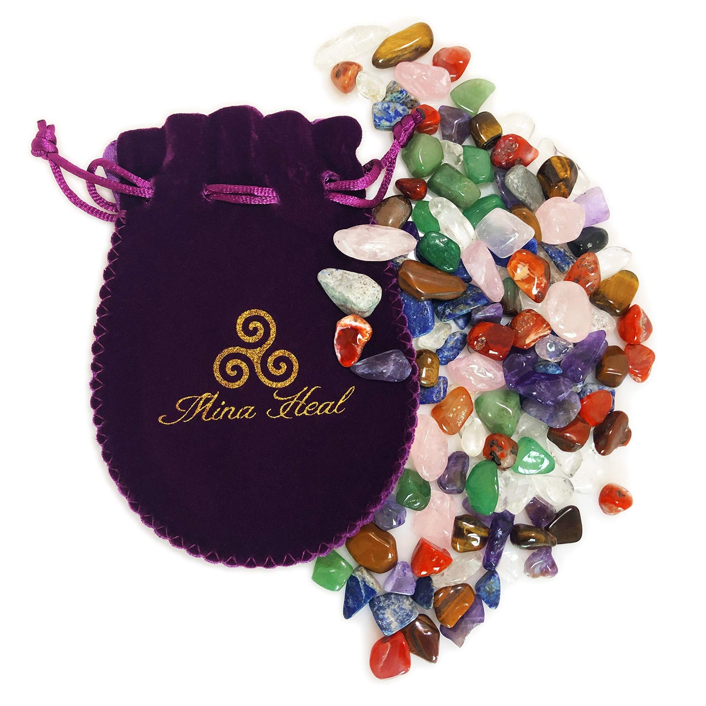 Mina Heal Chakra Stones Collection, Tumbled and Well Polished Healing Crystals/Gemstones (160 g (0.35 lb) Chakra Stones Size 15-25mm)