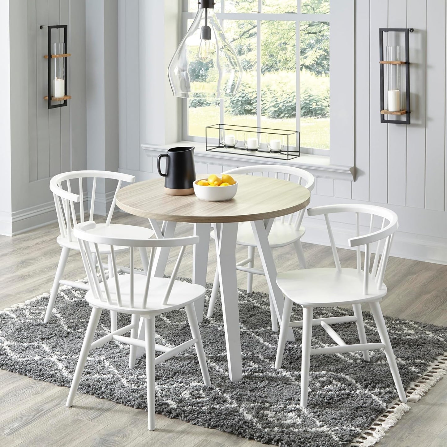Signature Design by Ashley Grannen Modern 18" Spindle Back Dining Chair, 2 Count, White