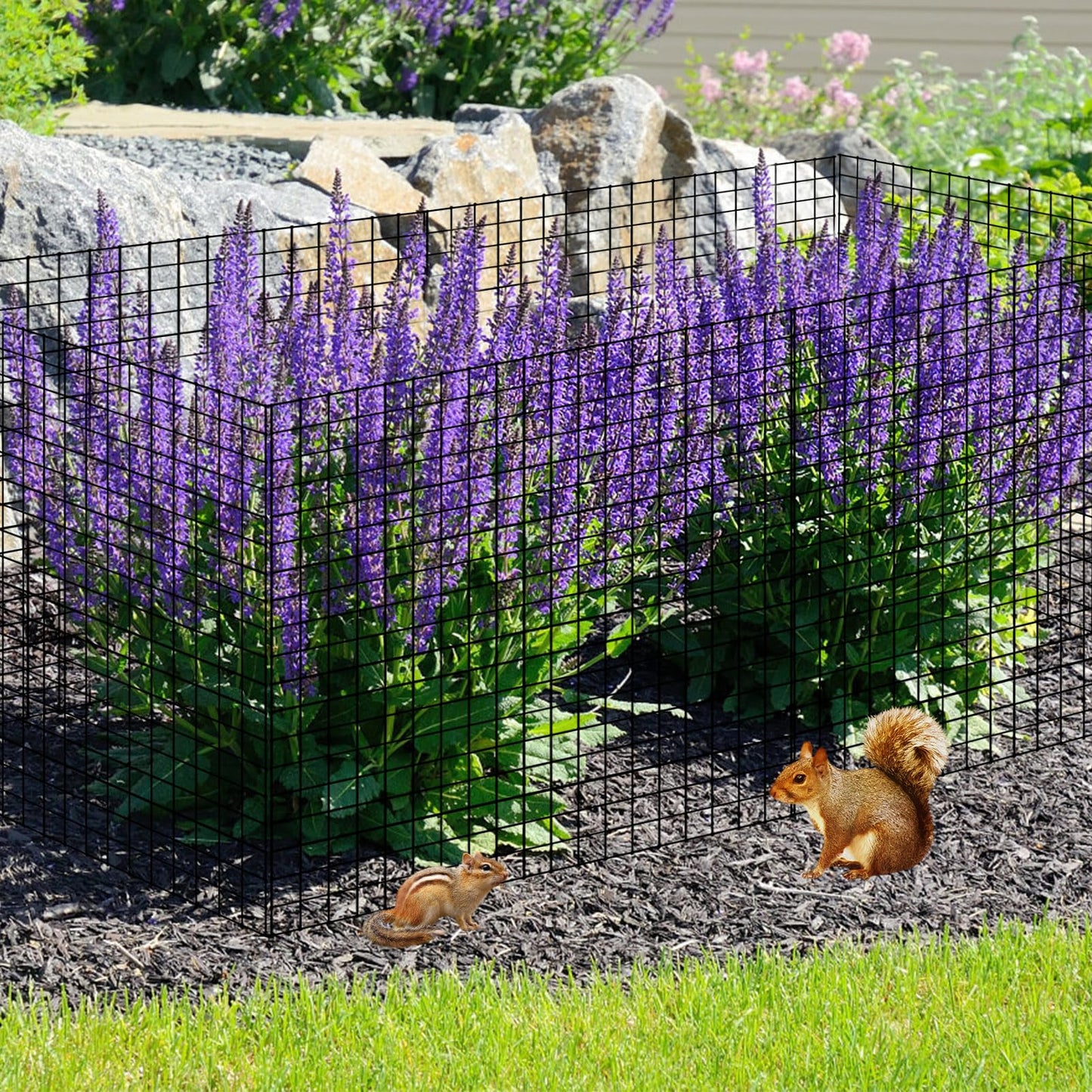 10 Pack Round Plant Protector from Animals, 12'' x 12'' Metal Plant Cages,30Pcs Metal Mesh to Keep Animals Out, Garden Protection Bunny Barricades, Wire Plant Protectors for Rabbits Chicken Duck