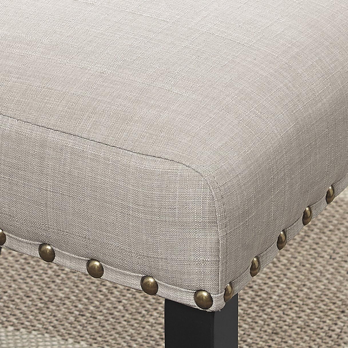 Roundhill Furniture Biony Fabric Bar Stools with Nailhead Trim (Set of 2), Tan