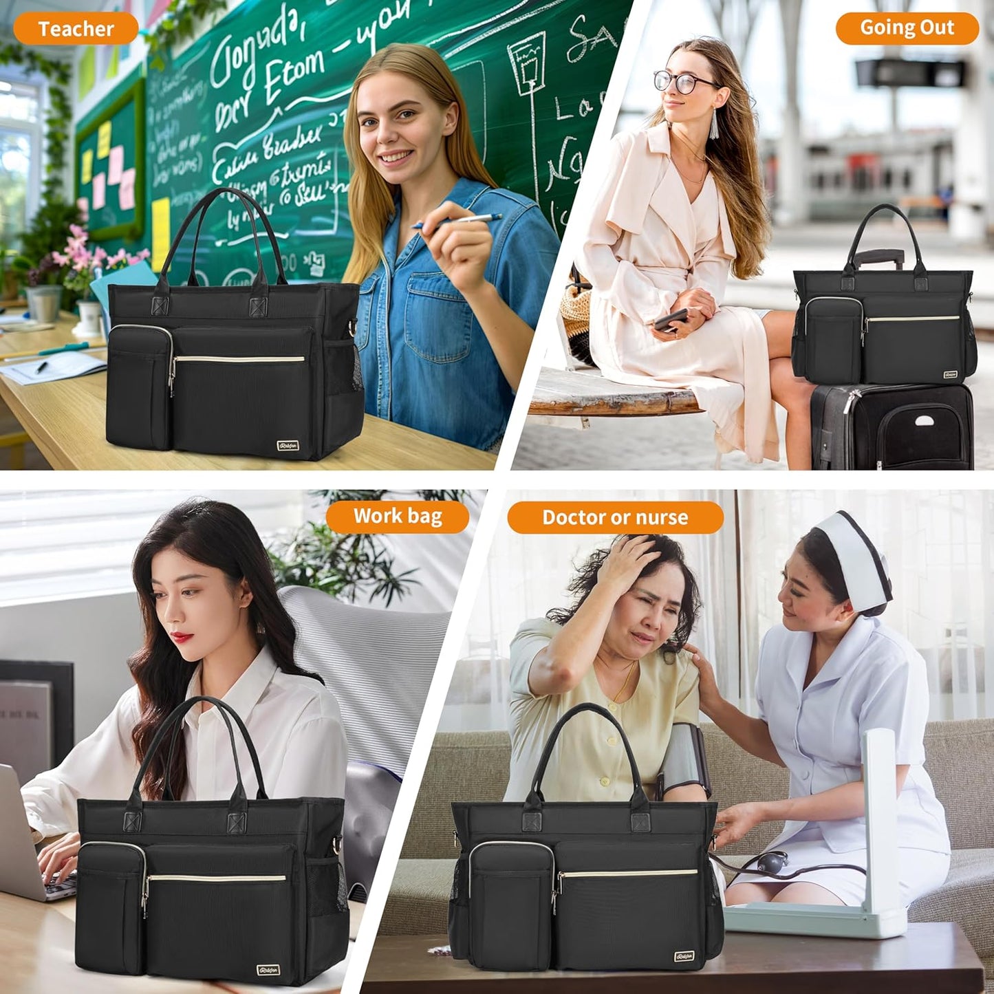 Laptop Tote Bag, Middle Size Computer Messenger Teacher Bag with 15.6'' Padded Laptop Sleeve
