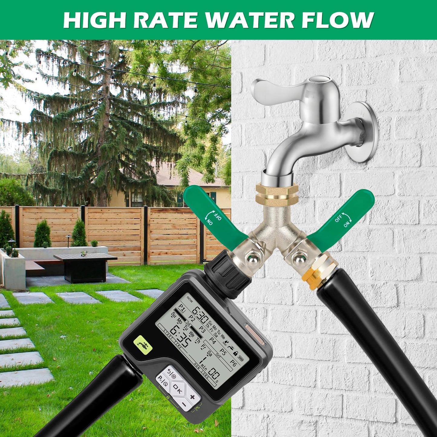 Love is War Hose Splitter 2 Way, High-flow Brass Garden Hose Splitters, Dual Water Rv Hose Bib Splitter, Heavy Duty Faucet Splitter, Outdoor Hose Connector, With Shut Off Y Valve 3/4 Inch Ght Thread.