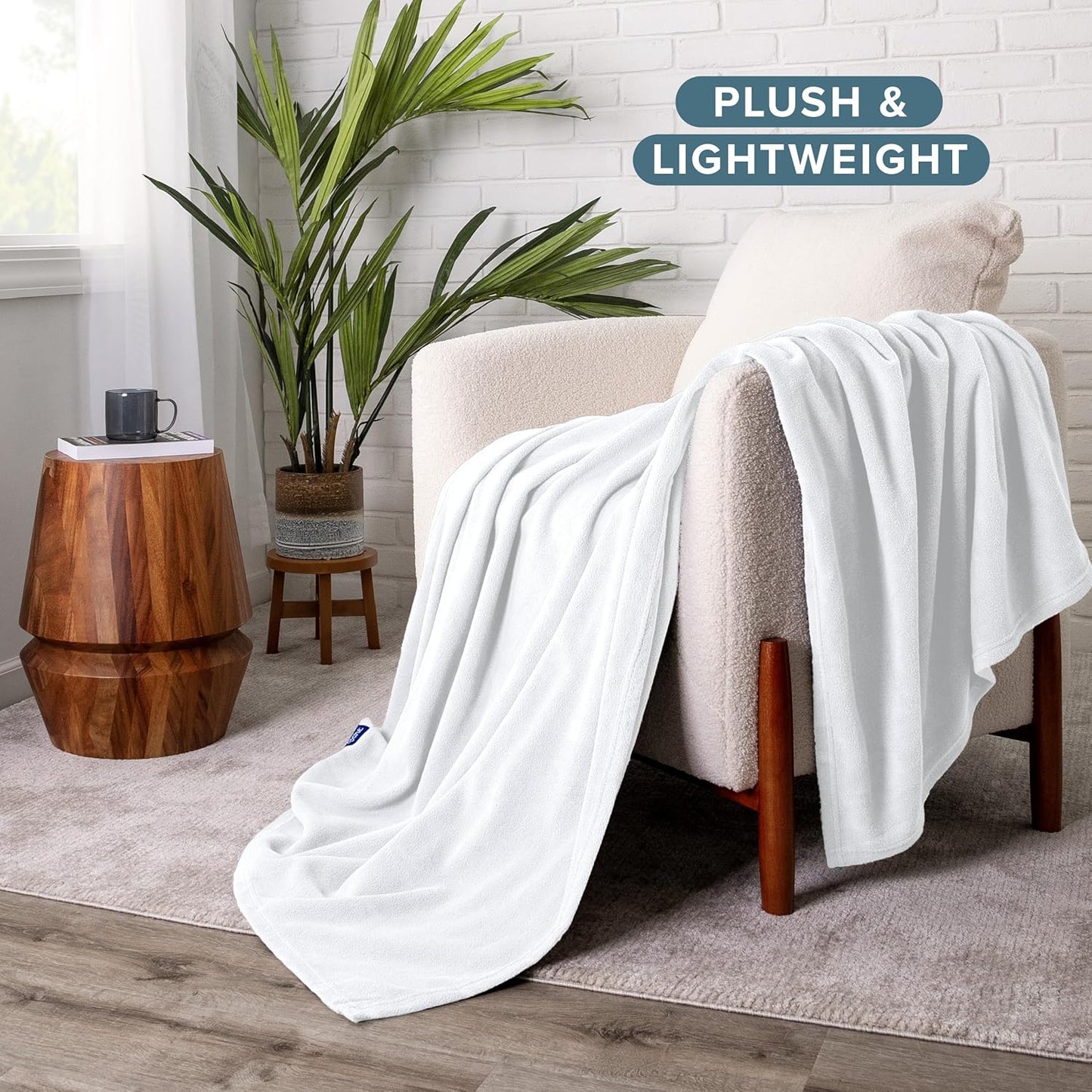 Bare Home Polar Fleece Blanket - Full/Queen - White - Warm & Cozy - Premium Fleece Throw for Bed, Sofa, Camping, Travel and Cold Nights - Lightweight Blanket (Full/Queen, White)