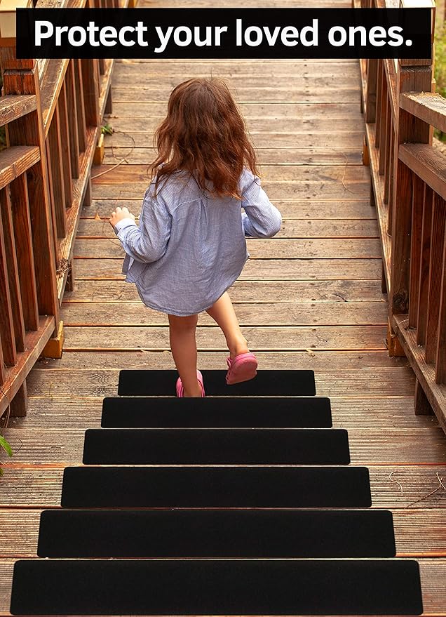 6"x40" Stair Treads Non-Slip Outdoor Tape - 10-Pack Black Anti-Slip Strips