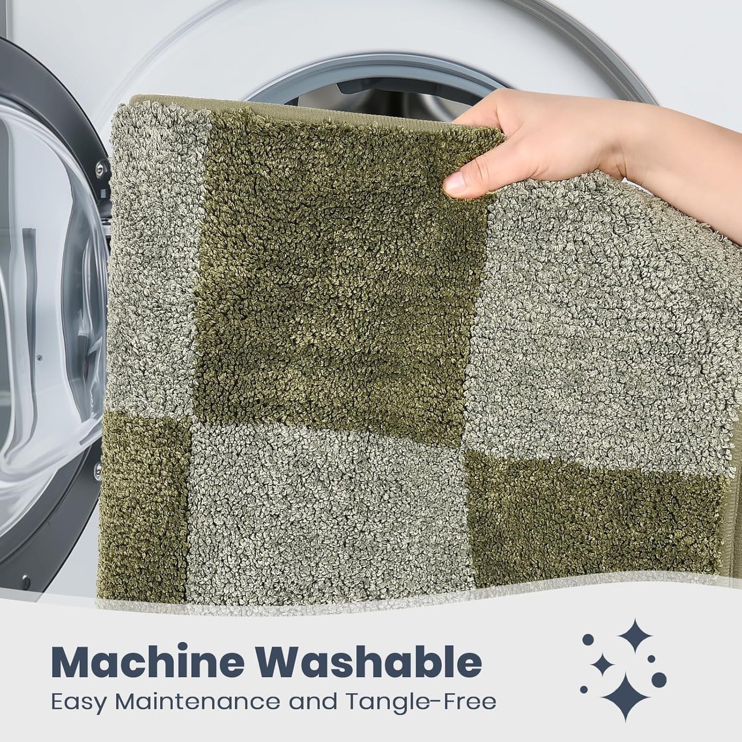 PURRUGS Bathroom Rug Non-Slip Machine Washable 24" x 36", Super Absorbent and Quick-Dry Bath Mat, Extra Soft and Plush Bath Rug for Shower, Bathtub and Sink, Sage Green & Olive Green