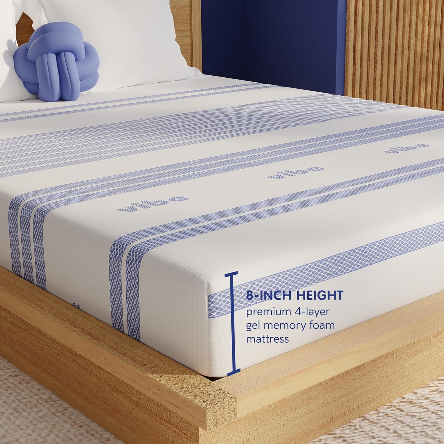 Vibe Gel Memory Foam Mattress, Fiberglass Free 8-Inch CertiPUR-US Certified Bed-in-a-Box, California King, White