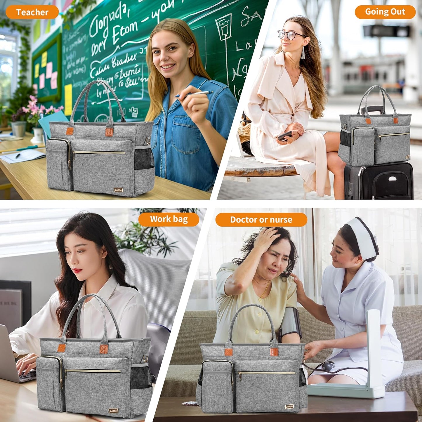 Laptop Tote Bag, Middle Size Computer Messenger Teacher Bag with 15.6'' Padded Laptop Sleeve