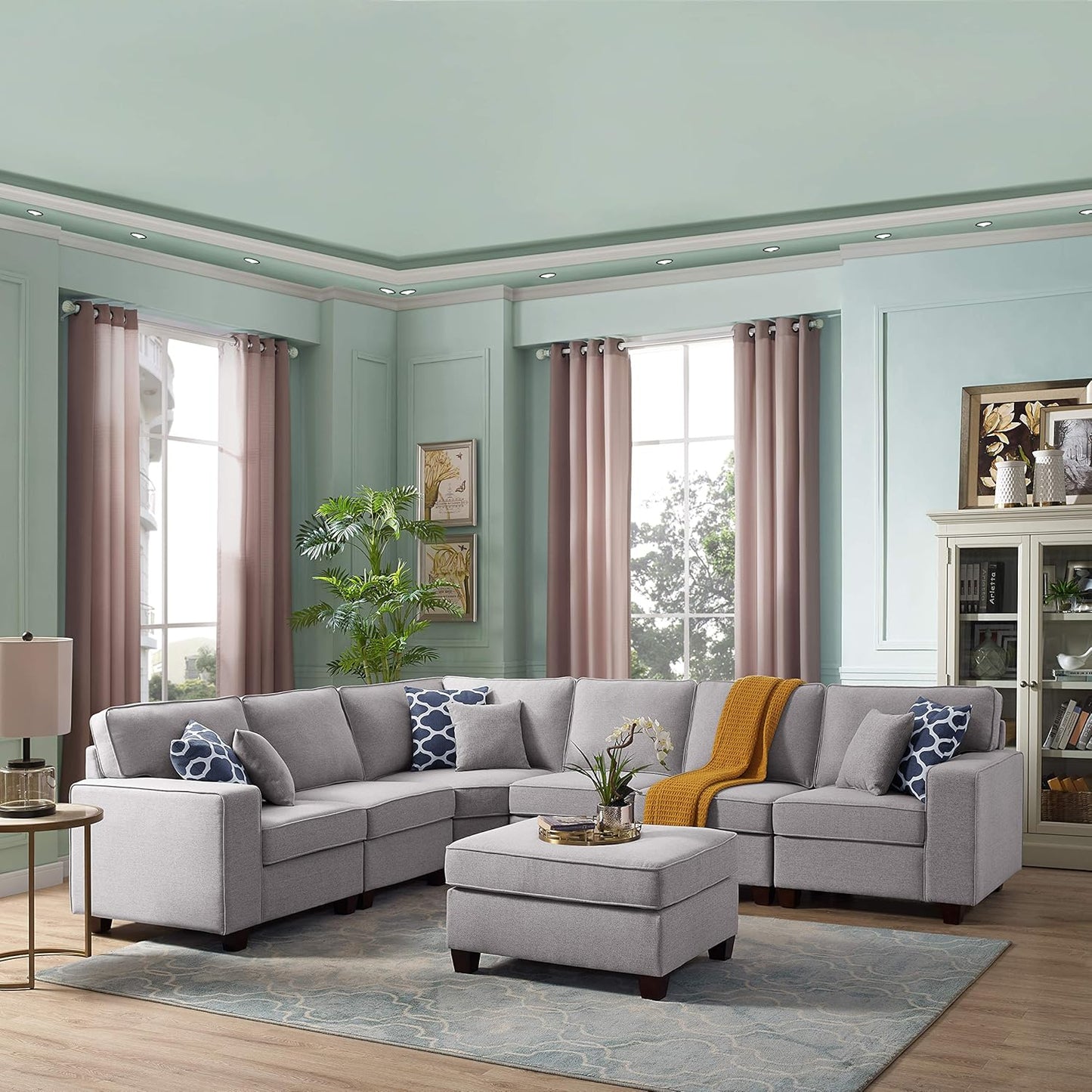 Devion Furniture Maison Sectional Modular Sofa with Ottoman for Living Room, Apartment, Bedroom, Office, Dorm