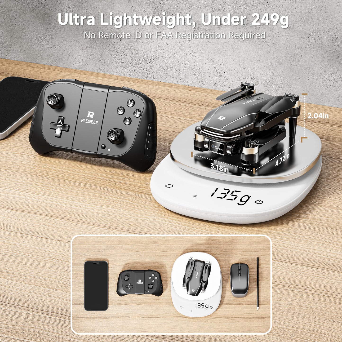 Drone with Camera 4K for Kids Adults, Brushless Motor Mini Foldable RC Drones with Propeller Guards for Beginners, One Key Take Off/Land, Voice Control, Anti-Lost Alarm, Gift Toys for Men Boys
