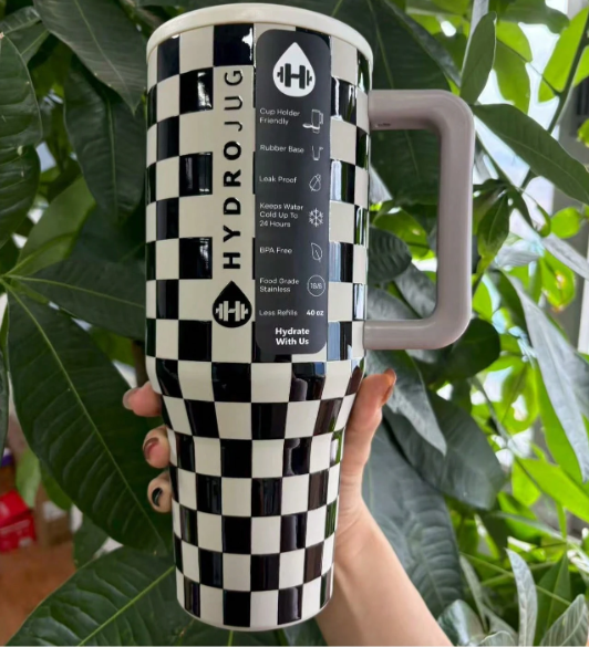 hydrojug Original Traveler - 40oz Water Bottle With Handle & Flip Straw - Fits In Cup Holder, Leak Resistant Tumbler