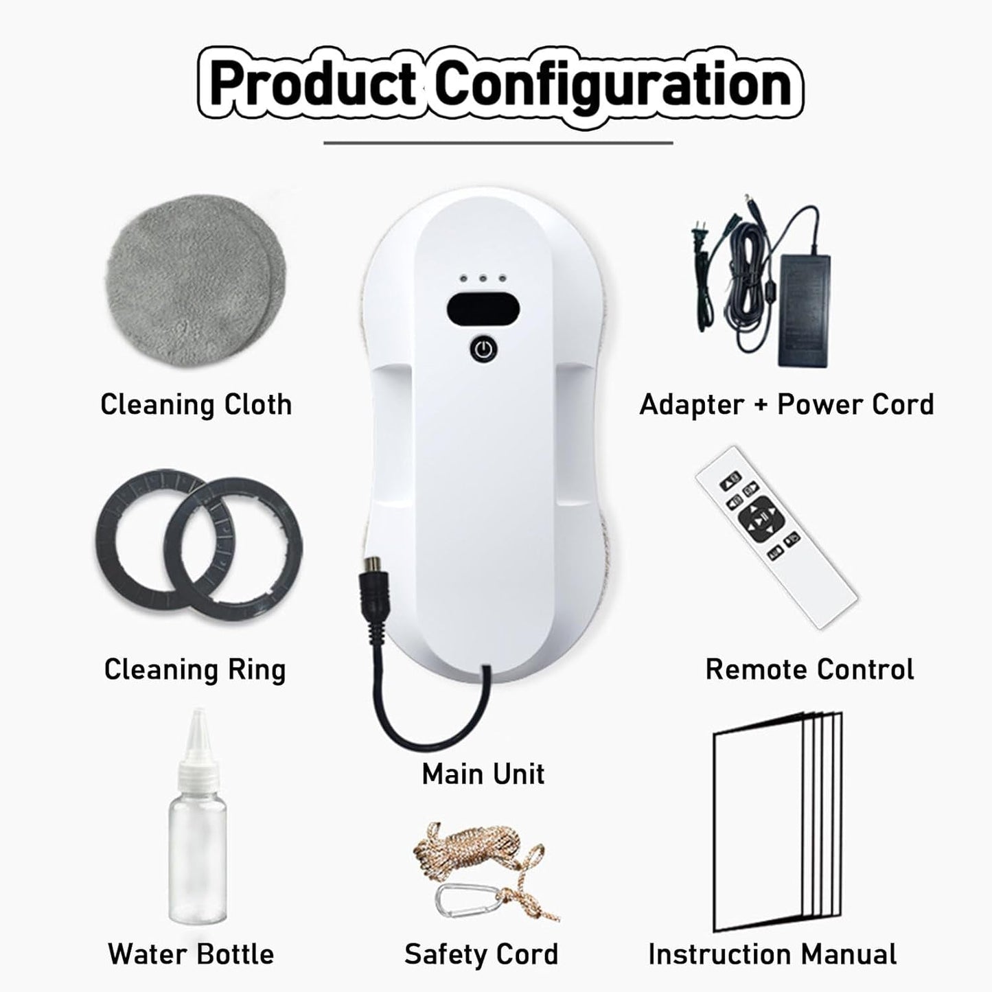 Window Cleaner Robot,Smart Window Vacuum Cleaner with Automatic Water Spray,Glass Cleaning Robot with Remote Control,For Interior/Exterior Highrise Windows