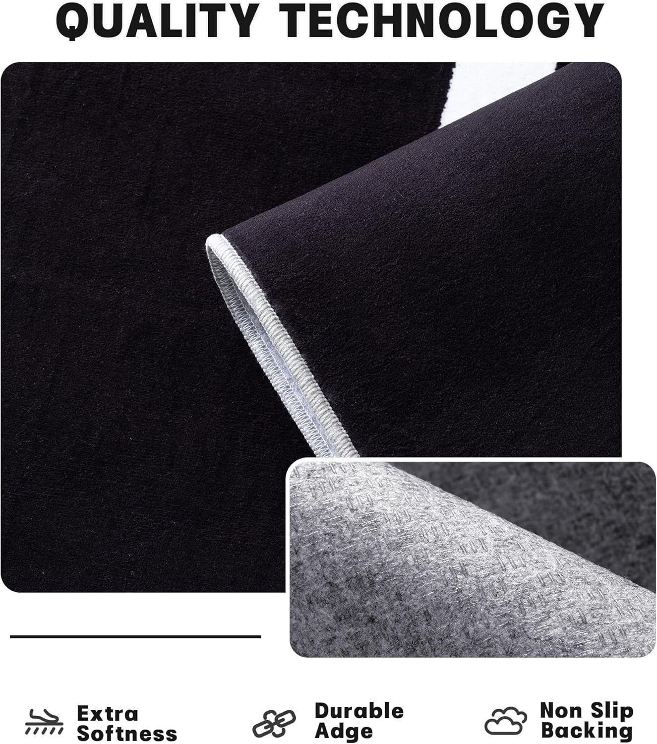 Modern Washable Area Rug for Living Room Bedroom - Large Abstract Black and White Rug Non-Slip Ultra-Thin Home Decor (Dark Warping, 8'X10'Ft)