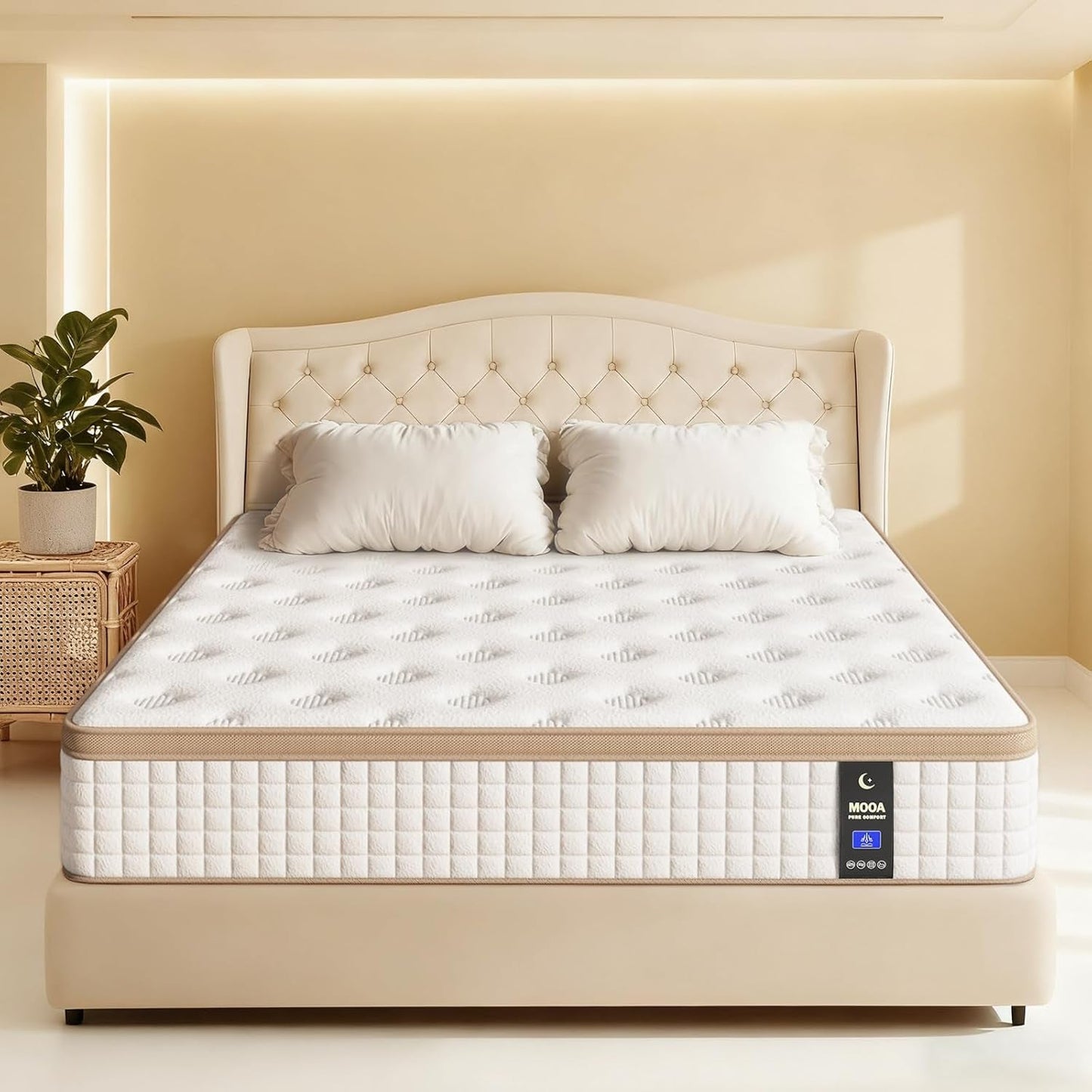 Queen Mattress, 12 Inch Queen Mattresses, Medium Firm Cooling Memory Foam for Hip/Shoulder/Lumbar Support, Individual Springs for Pressure Relief & Motion Isolation, Hybrid Mattress in a Box