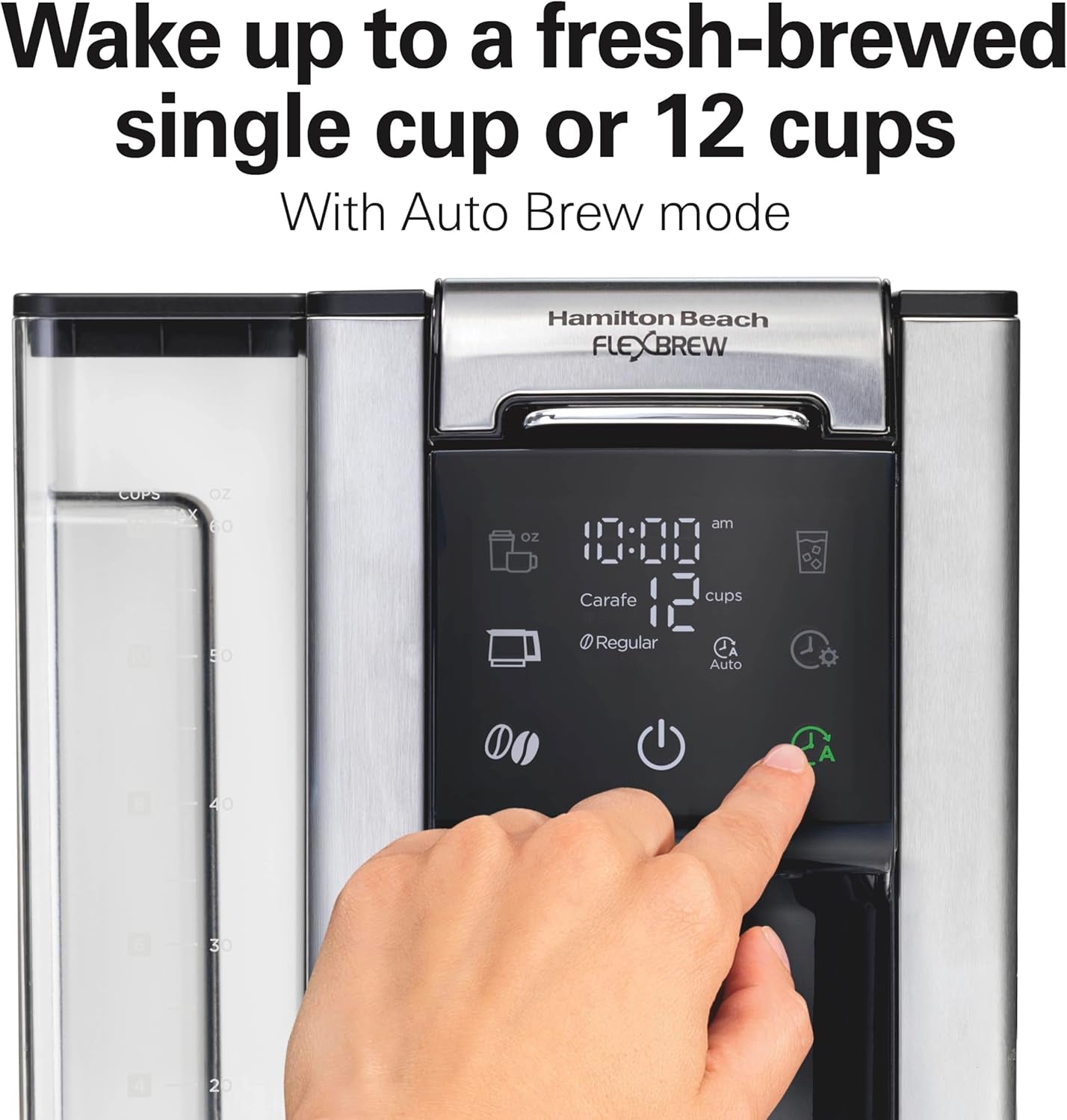 Flexbrew Advanced 5-In-1 Programmable 12 Cup Drip and Single Serve Hot & Iced Coffee Maker with Movable 60 Oz. Water Reservoir, Use Pod Packs and Grounds, Fast Brewing, Black (49924)