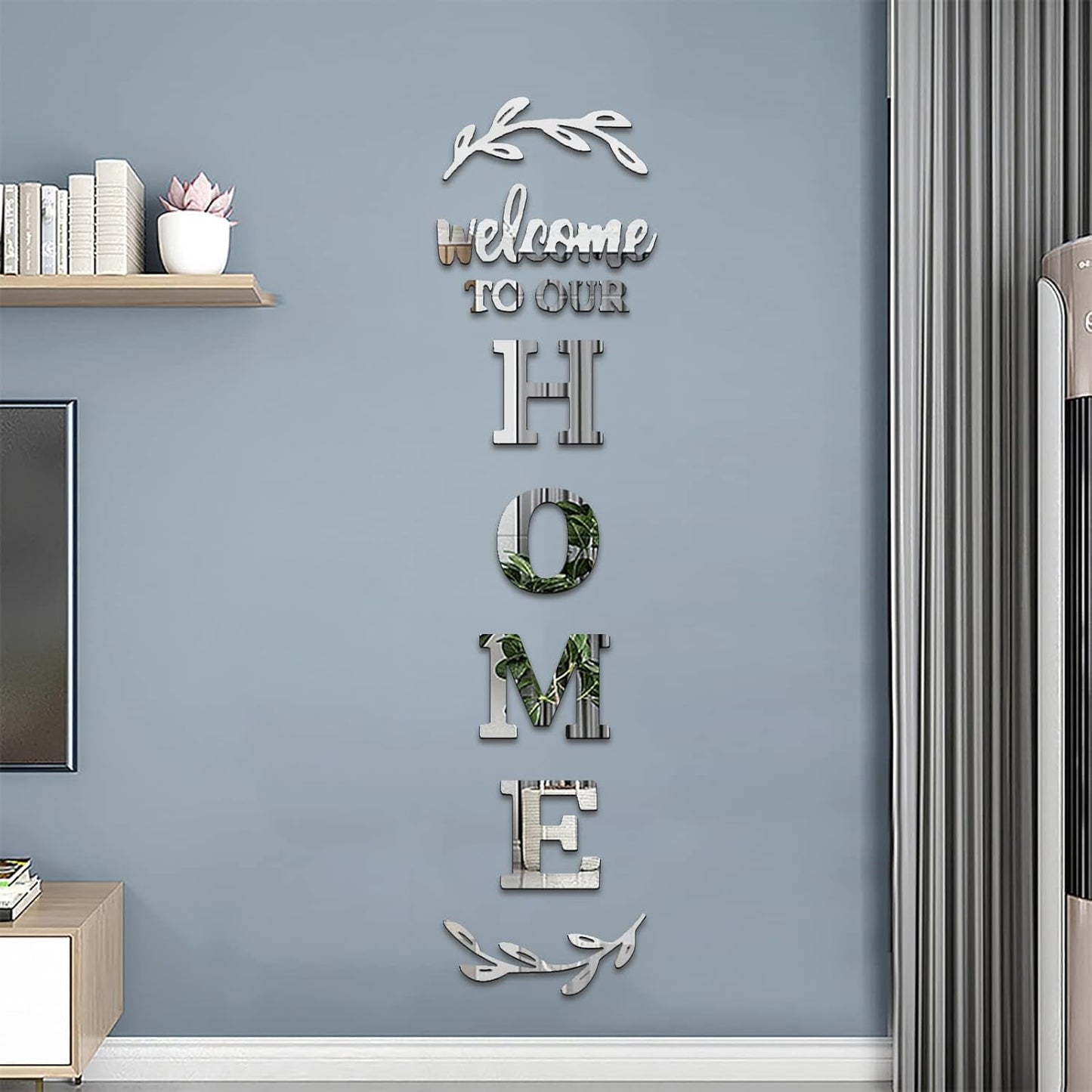 Home Wall Decor Welcome to Our Home Letter Signs - Acrylic Mirror Stickers for Living Room Bedroom Decor - Wall Decorations