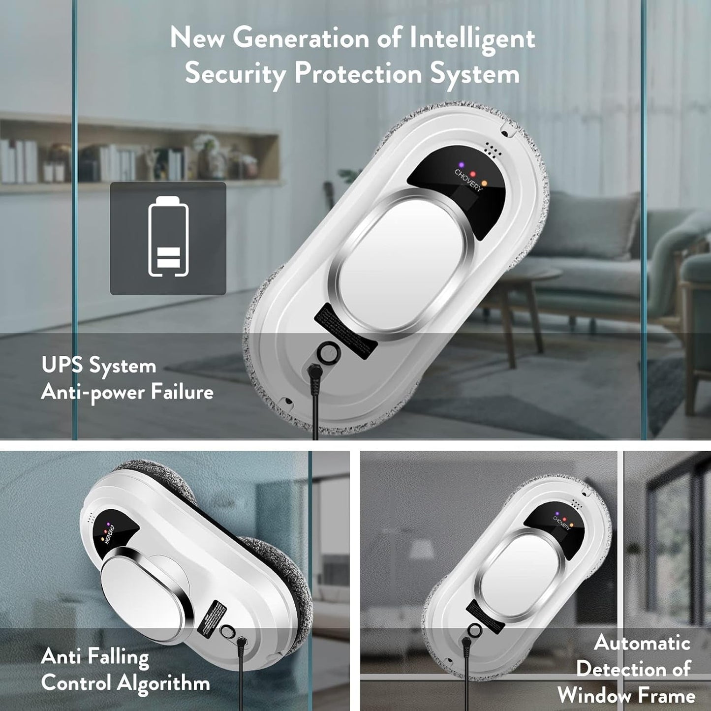 Window Cleaner Robot,Smart Glass Cleaning Robotic with 5600Pa Strong Suction,Remote Control Window Cleaning Robot for Windows/Tiles/Class Door