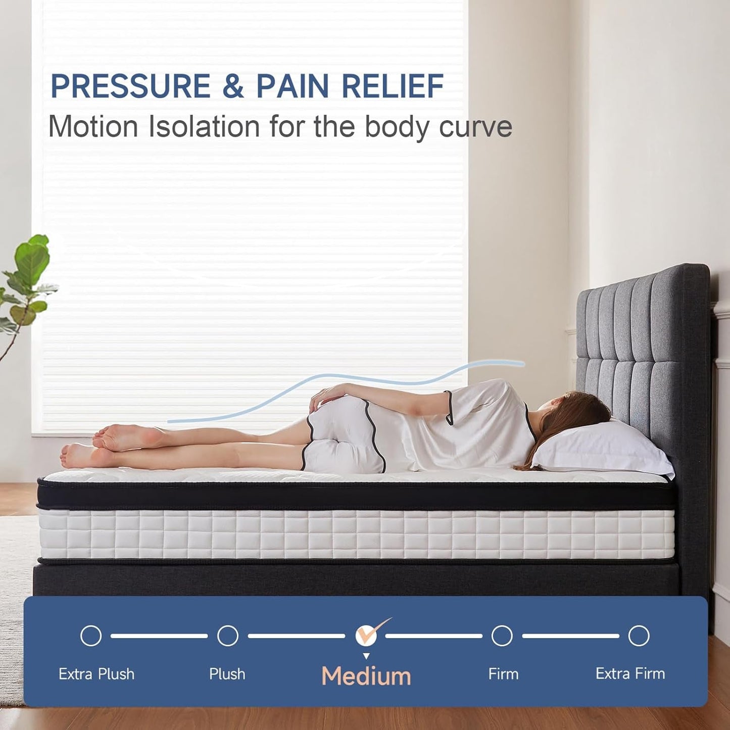 Full Size Mattress, 10 Inch Hybrid Mattress in a Box, Upgraded Memory Foam & Independent Pocket Spring - Zoned Support, Soft and Comfortable, Pressure Relief, Certipur-Us Certified