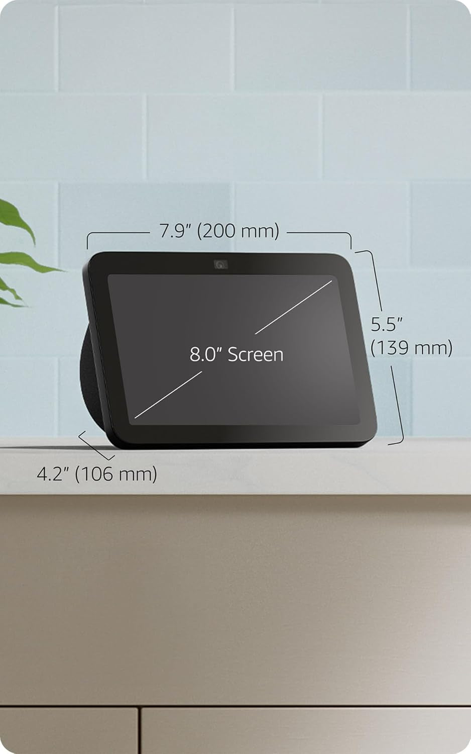 Like-New  Echo Show 8, with Spatial Audio, Smart Home Hub, Ideal for Open Living Spaces, Includes Alexa, Charcoal