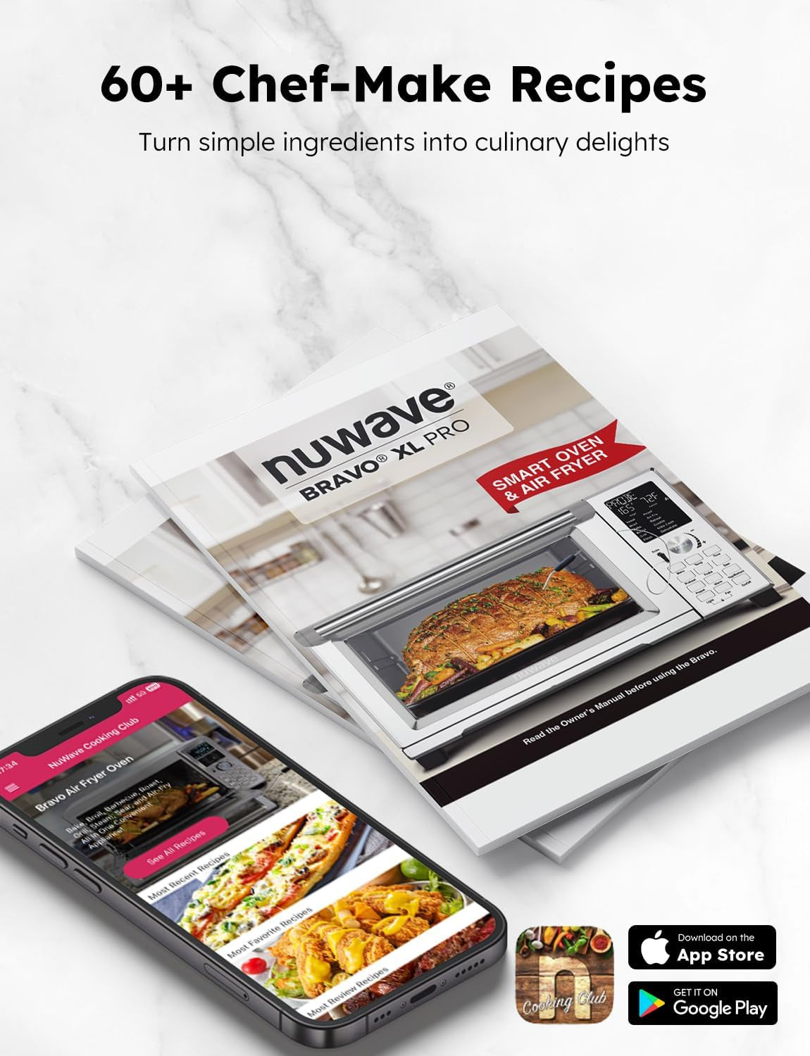 Bravo XL Pro Air Fryer Toaster Oven, Improved 100% Super Convection, Quicker & Crispier Results, 100 Presets, Multi-Layer Even Cooking, 50-500F, Smart Probe, PFAS Free, 30QT, Stainless Steel